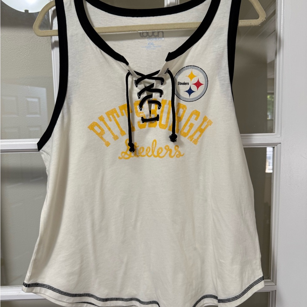 Touch by Alyssa Milano White and Black Pittsburgh Steelers Tank Top